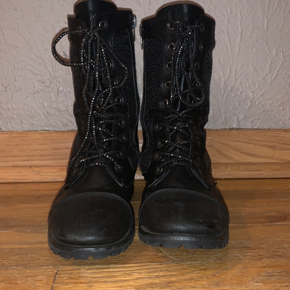 Black sequined boots